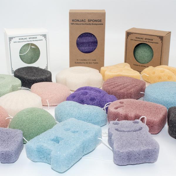 Esponja facial Konjac do grande carvão vegetal de bambu natural do vegetariano da esponja do banho do bebê