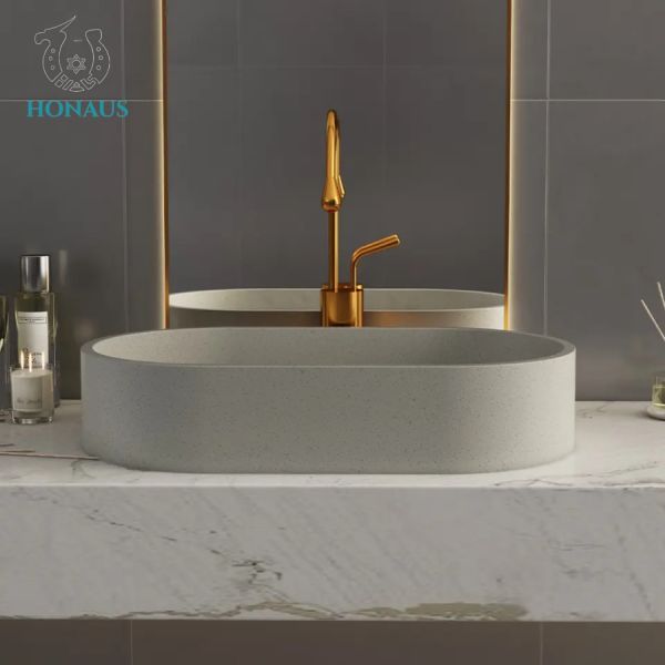 Solid Grey Concrete Countertop Basin Above Counter Vessel Sink Customizable