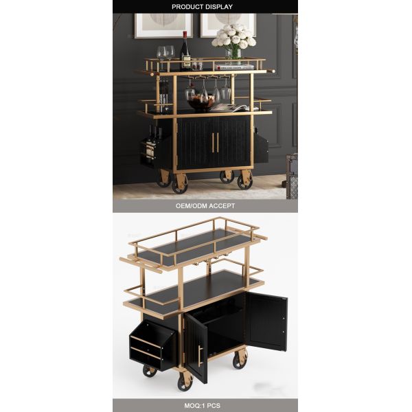 Standard Size Customized Wood Trolley with Wheels Used in Hotel Restaurant Banquet Wedding Party Settings