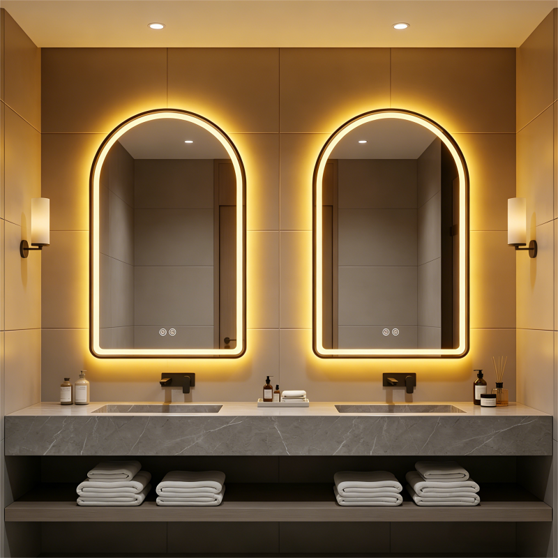 LED Arched Frameless Bathroom Mirror - High Accurate Color Rendering| IP44 Waterproof | Minimalist Illuminated Vanity Mirror