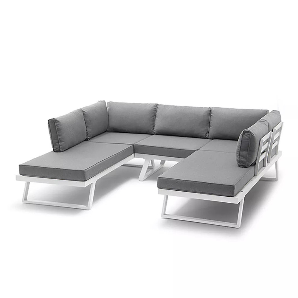 AJUNION Modern U Shape Outdoor Furniture Set Aluminum Frame Corner Lounge for Garden