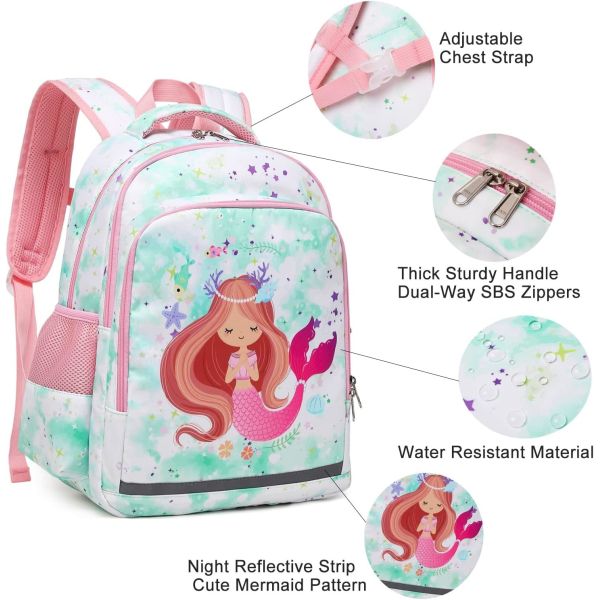 Children Backpack Girl Mermaid Backpack Three Piece Set Girl Backpack