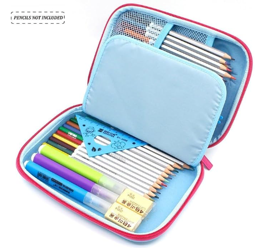 3D Cute EVA Unicorn Pen Pouch Stationery Box Anti-Shock Large Capacity Multi-Compartment for School with 4 unicorn pens ;EVA shell cushions supplies