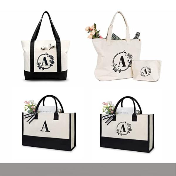 Canvas Tote Monogram Custom Travel Bag For Teacher Mother Birthday
