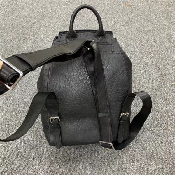Unisex Style Authentic Ostrich Skin Drawstring Closure Women Men Backpack Genuine Leather Female Male Travel Bag Pack