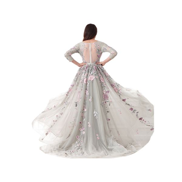 Purplish Red Women Party Long Sleeve Evening Gowns / Vintage Nightdress