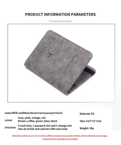 Leather Passport Cover Case Stamping Simple Plane for Travel Document and Credit Card