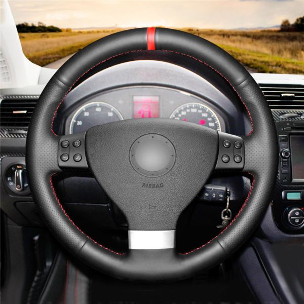 Hand Sewing Artificial Leather Steering Wheel Cover for Polo Small Blade Tool Included