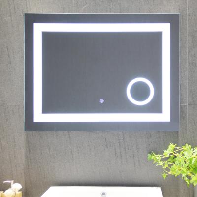 Sensor de toque inteligente Espelho LED anti-neve para banheiro de hotel com material de lentes de prata