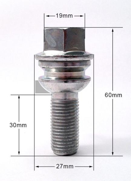 Porsche Car Wheel Lug Bolts 16 Pcs 30 Mm Thread Length Radius Seat Type