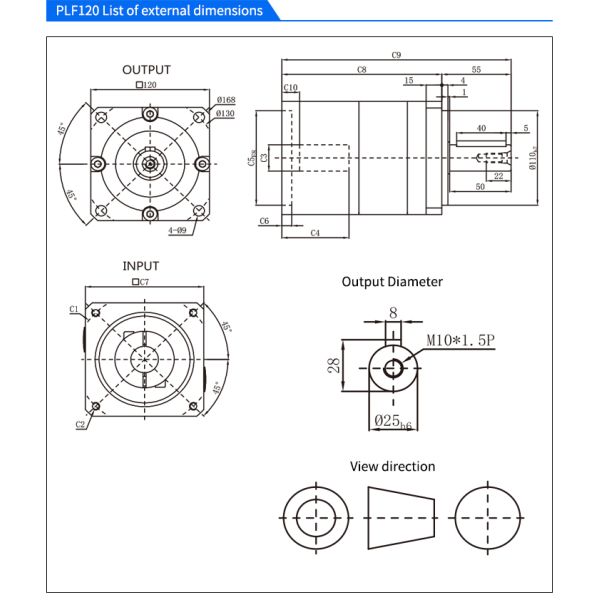 Lichuan Planetary Reducer Gearbox 3 to 1 3:1 PLF120 120mm Frame Size High Precision High Torque