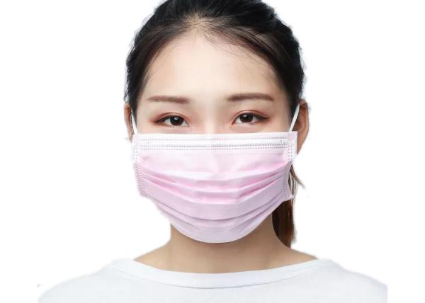 Lightweight Medical Face Mask , Disposable Nose Mask Pink Color Customized Logo
