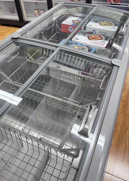 Equipamento profundo do refrigerador da porta deslizante do congelador da exposição da ilha da galinha do supermercado