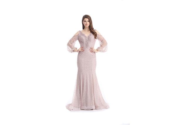 Bubble Sleeve Saudi Arabic Long Sleeve Fancy Dresses Backless With Beading