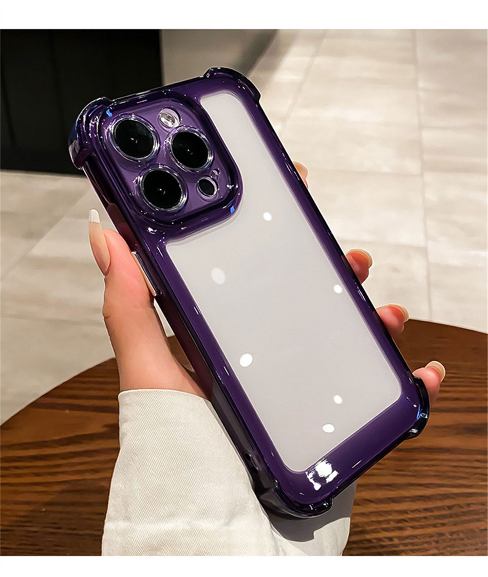 For Luxury Shockproof Anti-yellow Clear Hard Phone Case for 14 13 Pro Max Soft Silicone Bumper Transparent Cover