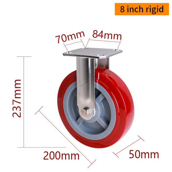 EDL 8 Inch Stainless Steel Heavy Duty Caster With Durable TPU Wheel Loading 420Kg S718P-85