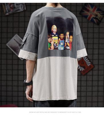 Color Matching Round Neck Men Streetwear T Shirts Sublimation Logo