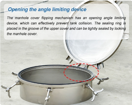 Check Material DN500 Stainless Steel Quick-open Manhole Cover for Tank Truck Fluoro Rubber Seal Material
