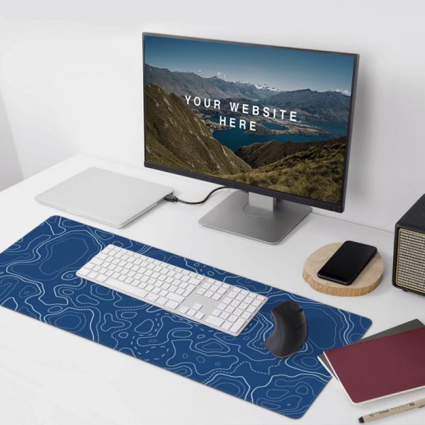 Art Strata Blue Mouse Pad Basic Gaming Mat Natural Rubber Fabric XXL PC Keyboard