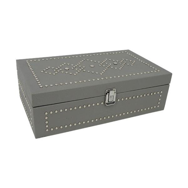 Customized Fashion Classic Wine Tea Chocolate Packaging Box PU Leather Rivet Decoration Wooden Box Gift Box