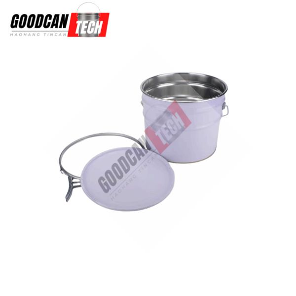 10liter White Tin Pail Bucket 0.35mm Thickness OEM With Rubber Strip Gasket