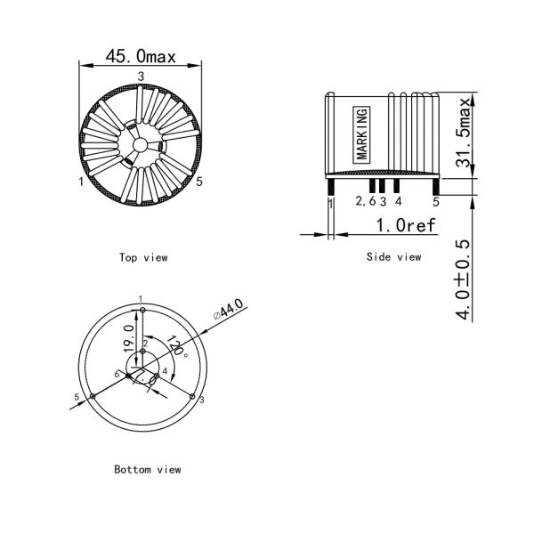 3-фазное горизонтальное ферритное ядро общего режима (TR361000)