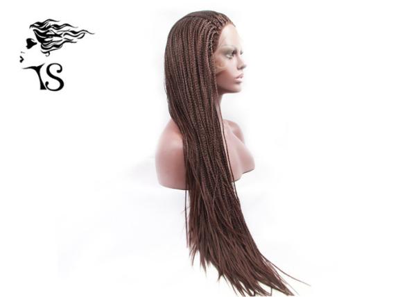 Long Brown Synthetic African American Braided Wigs , Sensational Box Braid Wig