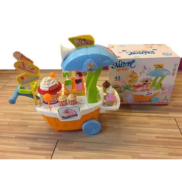 43 Pcs Musical Children's Play Toys Kids Ice Cream Cart Toy With Music