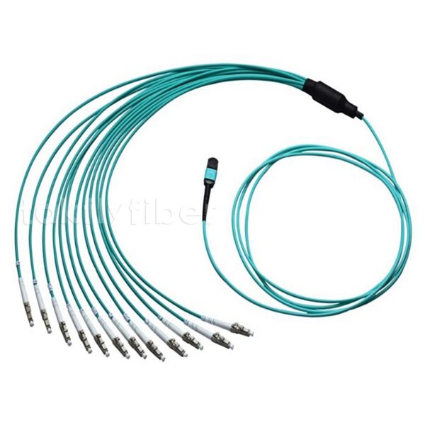 MPO LC Duplex Breakout Cable OM4 12 Fibers 50/125um Fiber Optic Patch Cable for High-Density Data Centers