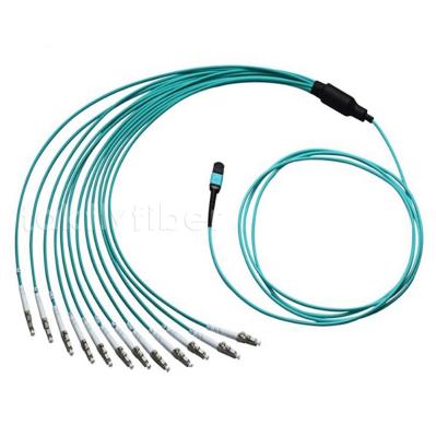 MPO LC Duplex OM4 12 Fibers Optical Breakout Cable 50/125 Optic Patch Cable