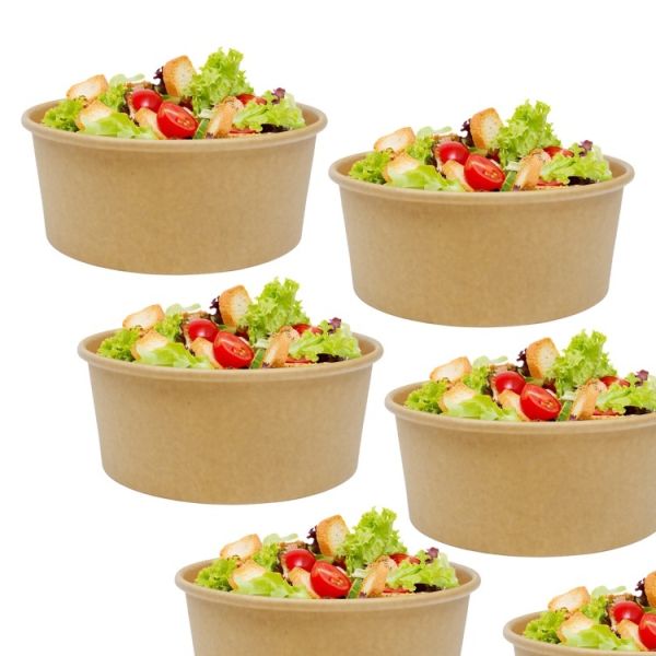 Disposable covered custom eco-friendly food grade kraft paper salad bowl