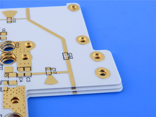 Rogers RO4835 2layer PCB built on 6.6mil laminate core with immersion Gold 1 oz (1.4 mils) copper on all layers