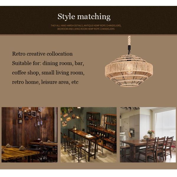 Retro Nordic Chandelier Clothing Store Industrial  Rope Headlight Lamp（WH-VP-202)