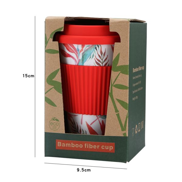 Biodegradable 400ml Bamboo Fiber Coffee Cup With Silicone Cover