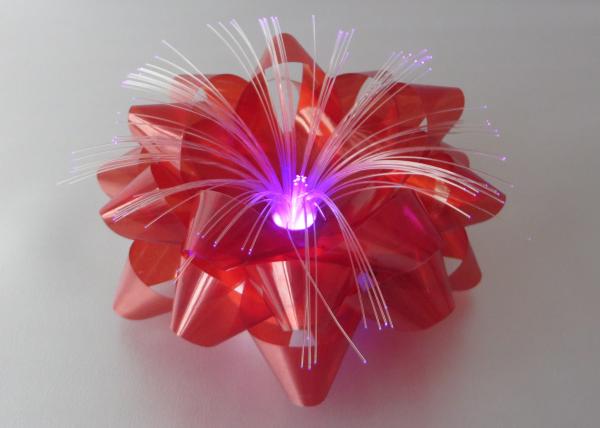 Iridescent film Optical Fiber LED Ribbon Bow , 3.75 Lighting LED Gift Bow