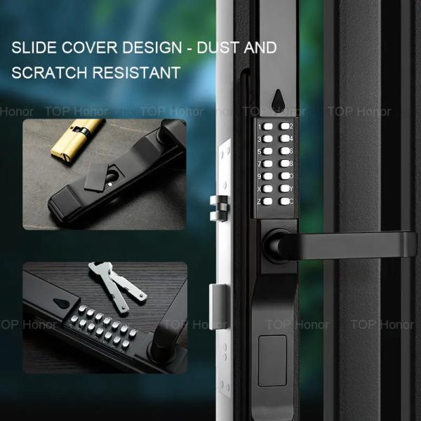 Aluminium Waterproof Door Handle Smart Lock Anti Freezing Outdoor Sliding Door Lock
