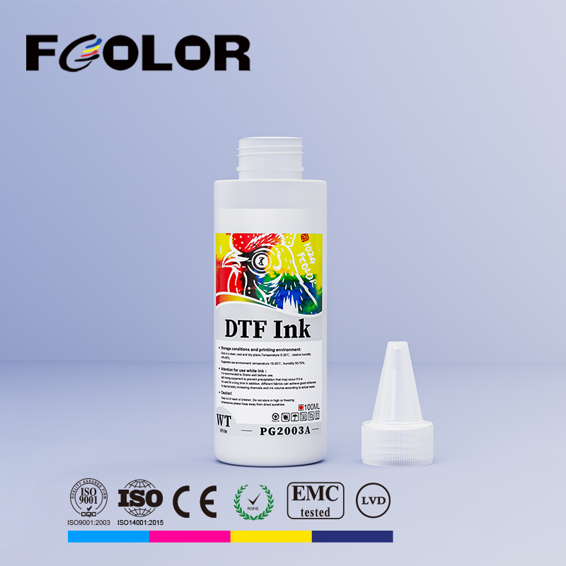 Fcolor Manufacturer 100ml Not Crack White DTF Textile Pigment Ink for Epson I3200 DX7 XP600 Dtf Printer