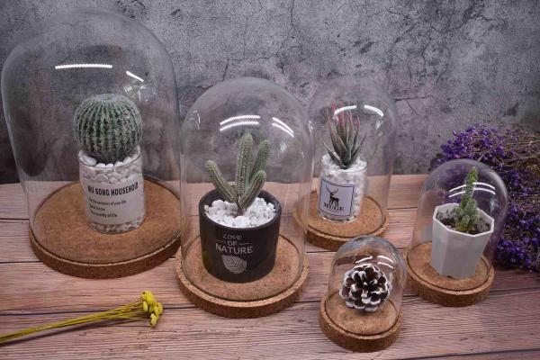 ODM Dampproof Mini Glass Bottle Corks Glass Base Dome 2.5*2.2IN Groove Line