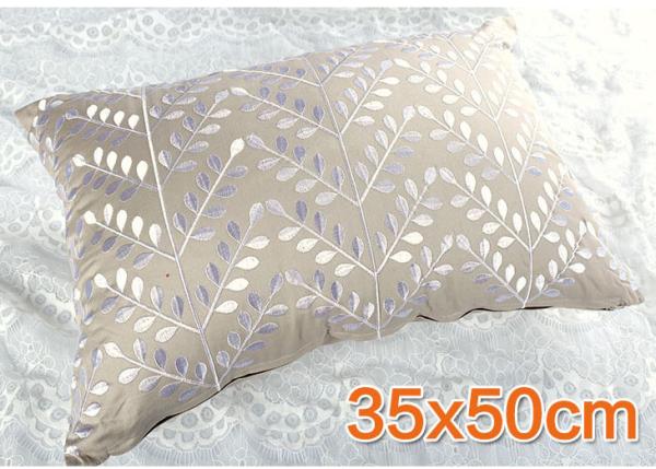 100% Cotton Luxury Throw Pillows , Leaves Pattern Embroidered Cushion Covers