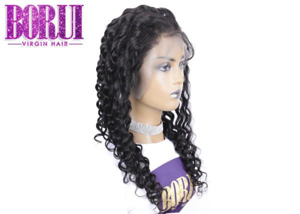 Ser humano brasileiro encaracolado profundo do cabelo humano da peruca do laço completo com cabelo do bebê no laço de HD