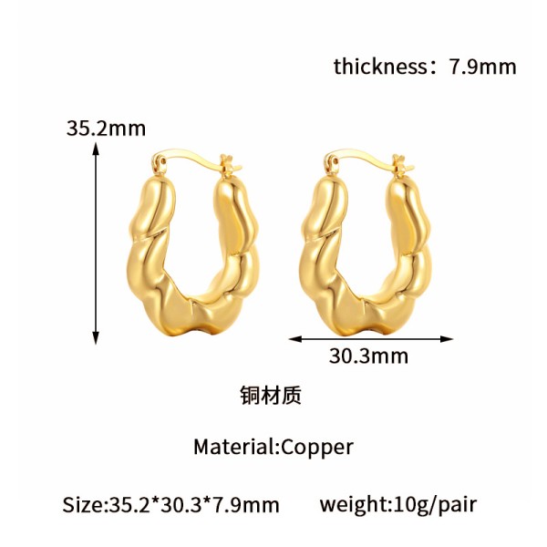 Popular Geometry U-shaped 18K Gold Earrings Water Drop Studs Irregular Hollow Women Earring Wholesale