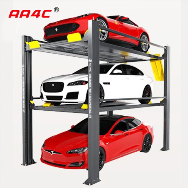 AA4C Integrated 4 Post Triple Car Parking Lift Auto Parking System 3 Cars Parking