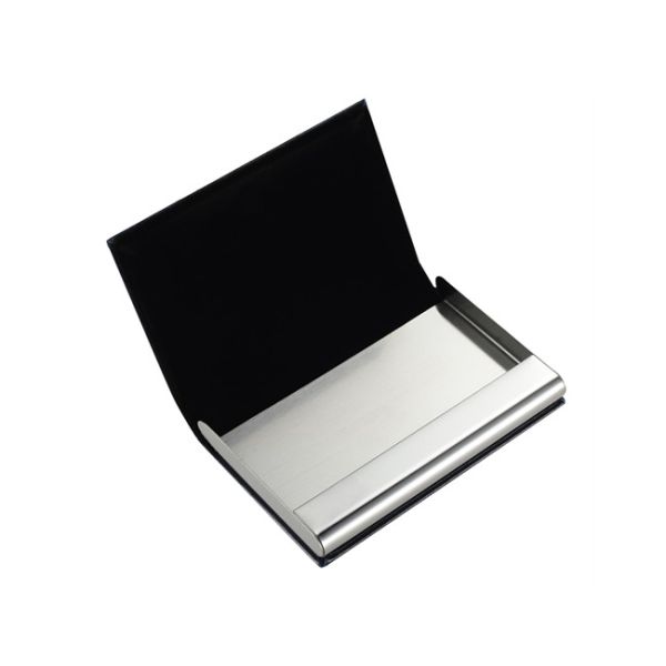 Luxury PU Leather Magnetic Name Card Holder Debossing Logo Metal Card Case Wallet