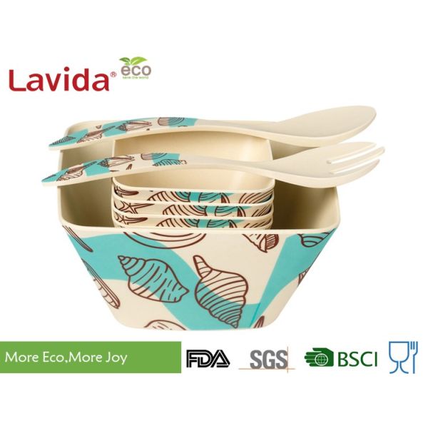 Latest Design Ocean Style Bamboo Fiber Bowls 10 Inch Formaldehyde / BPA Free
