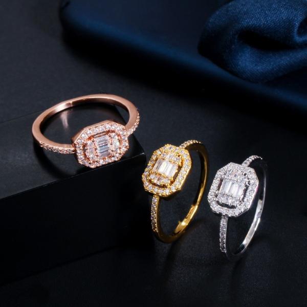 Princess Tiara Crown Sparkling Love Heart CZ Rings for Women Engagement Jewelry Square  CZ Ring Jewelry