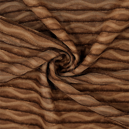 100% Polyester Jacquard Clothing Fabric , Polyester Brown Jacquard Mesh Fabric