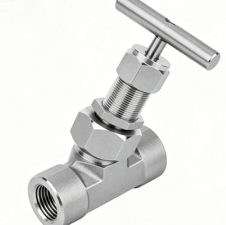 Factory OEM SS304 Straight Through Internal Thread Needle Valve Anti Blowout Stem T Handle Control Valve for Gas Oil Water