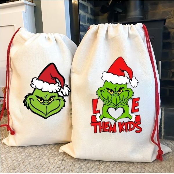 Customized Color Sublimation Christmas Drawstring Bag for Customized Gift Wrapping