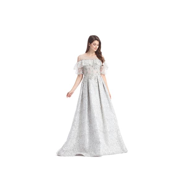 Elegant White Ladies Off Shoulder V Neck Wedding Dress Fully Lined Custom Size