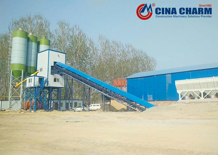 Неподвижный завод смешивания подъема 90m3/H 4x10m3 хоппера готовый